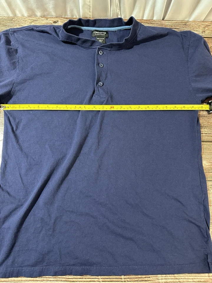 Claiborne Sleepwear Men’s M Henley Blue Knit Long Sleeve Sleep Shirt - Image 3 of 4