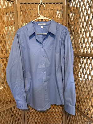 Port Authority Ladies Size XXL Blue Stretch Poplin Long Sleeve Shirt L608 NWOT