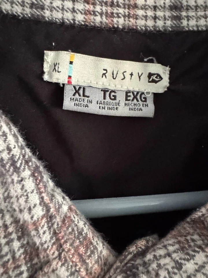 Винтажные ржавые XL красные/серые клетчатые фланелевые карманы с длинным рукавом на пуговицах Y2K - Изображение 3 из 3