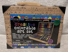 ART 101 Budding Artist Set For Kids 78 Pieces Creative Colorable Wood Case Age 6