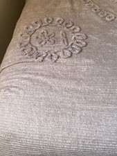 Vintage Candlewick Bedspread Throws Pair Matching Double Matching Grey/ Lilac