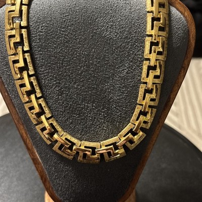Vintage Monet Greek Key Choker Collar Necklace