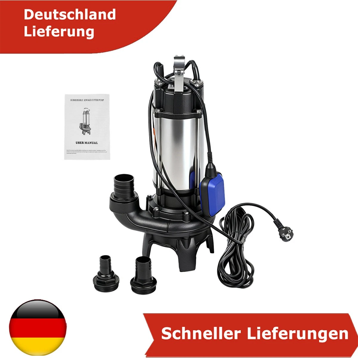 Schmutzwasserpumpe 550 W Tauchpumpe mit 10.000 l/h