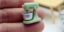 Dollhouse Miniature Kitchen Appliance Stand Mixer with Bowl Teal Green 1:12