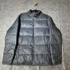 Swiss Tech Dark Grey Puffer Coat Jacket Mens Medium Full Zip Lightweight Warm