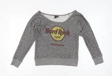 Womens UK S Regular Hard Rock Cafe Grey Pullover Sweatshirt