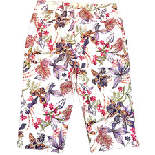 Chico's Capri Pants Women's Size 12 2 Tropical Orchid Floral Pull On 2 Pocket