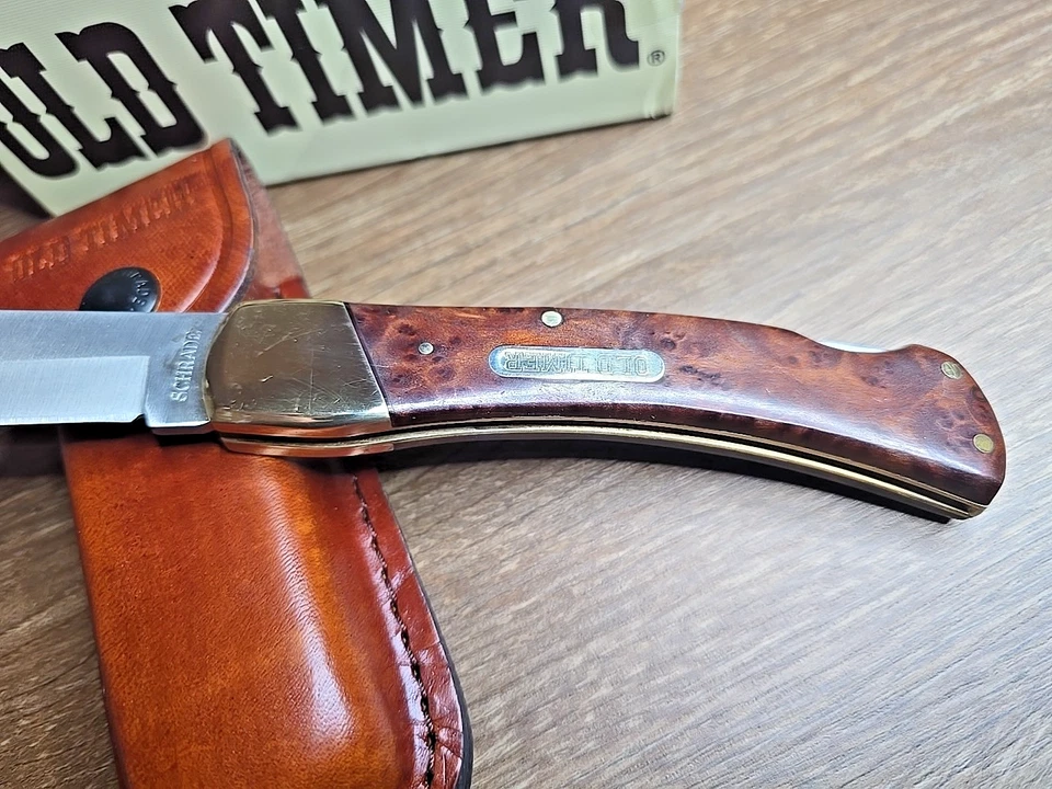 Old Timer 60TW Schrade Lock Back Ironwood Latón Refuerzos con Funda "Golden Bear" Foto 2 de 4