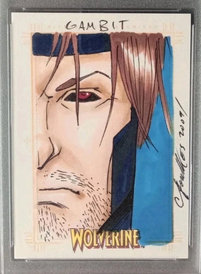 2008 WOLVERINE RITTENHOUSE ARCHIVES MARVEL SKETCHAFEX CARD 1/1 GAMBIT GRADED - Image 2 of 4