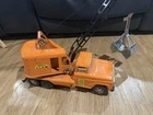 Vintage 1960 Tonka No 942 State Hi-Way Mobile Clam Crane Truck Steel, Orange