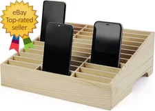 36  Grid Wooden Cell Phone Holder Desktop Organizer Storage Box for Classroom Of
