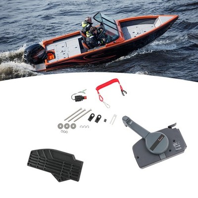Outboard Remote Control Box Side Mount Outboard Motor With Safety Rope Grey NEW