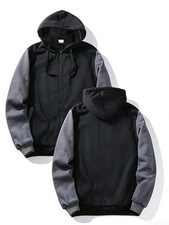 Men's Warm Fleece Lined Zip-Up Hoodie,Gray Long Sleeve Hooded Winter Coat