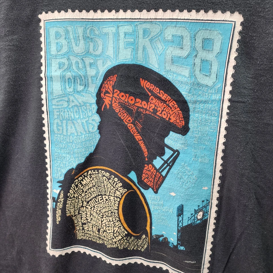 Camiseta Buster Posey 28 San Francisco Giants Tribute XL Negra Manga eBay Gráfico Foto 3 de 4