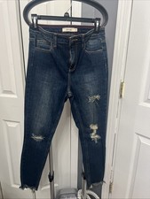 CELLO Women's Blue Distressed Skinny Denim Jeans, 5-Pocket Design Sz 5