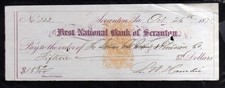 6H172 - 1871  - FIRST NATIONAL BANK OF SCRANTON, PA.