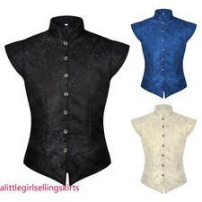 Men Victorian Vest Jacquard Renaissance Mens Waistcoats Gothic Medieval Vest
