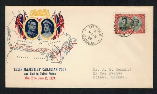 Canada #248, 1939 Royal Visit unknown cachet FDC