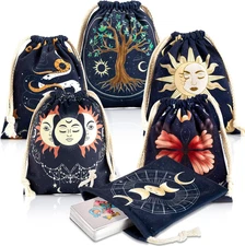 6 Pcs Tarot Card Bags Velvet Pouches with Drawstrings for Tarot & Crystal Storag