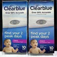 (2x) Clearblue Digital Ovulation Predictor Test 10 Count Exp01-26+ Damaged Boxes