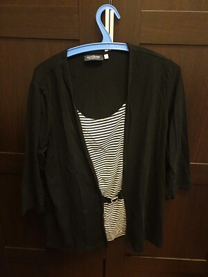 C & A ~Your Sixt Sense  ~ schwarz / weißes Damen T-Shirt L 