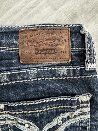 Big Star Sweet Girls Straight Leg Jeans Bling Distressed EEUC!! 24R - Picture 6 of 12