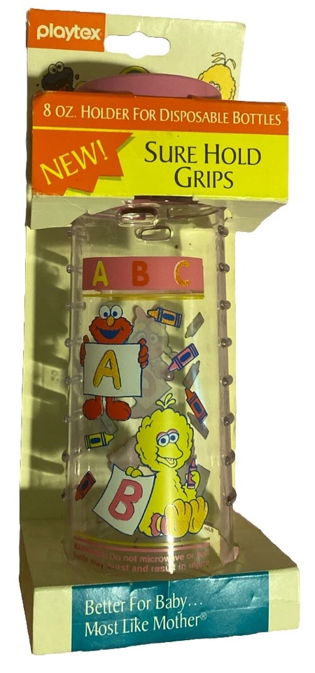 🍼Soporte para enfermera Playtex vintage 8 oz diseño calle sésamo látex pezón plano rosa Foto 2 de 4