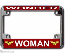 WONDER WOMAN METAL MOTORCYCLE BIKE TAG LICENSE PLATE FRAME MADE IN USA