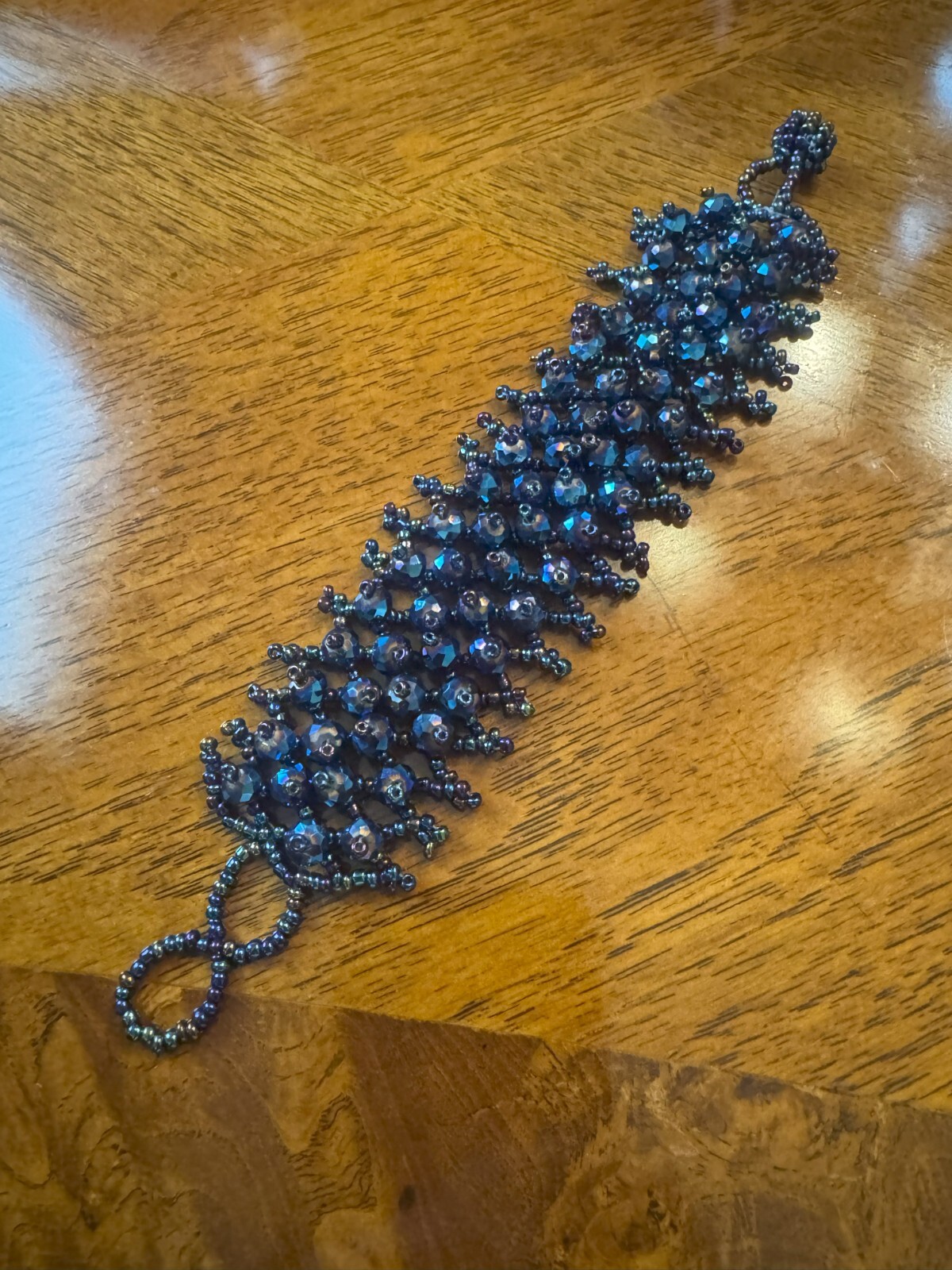 Blue Beaded Statement Bracelet - image 1