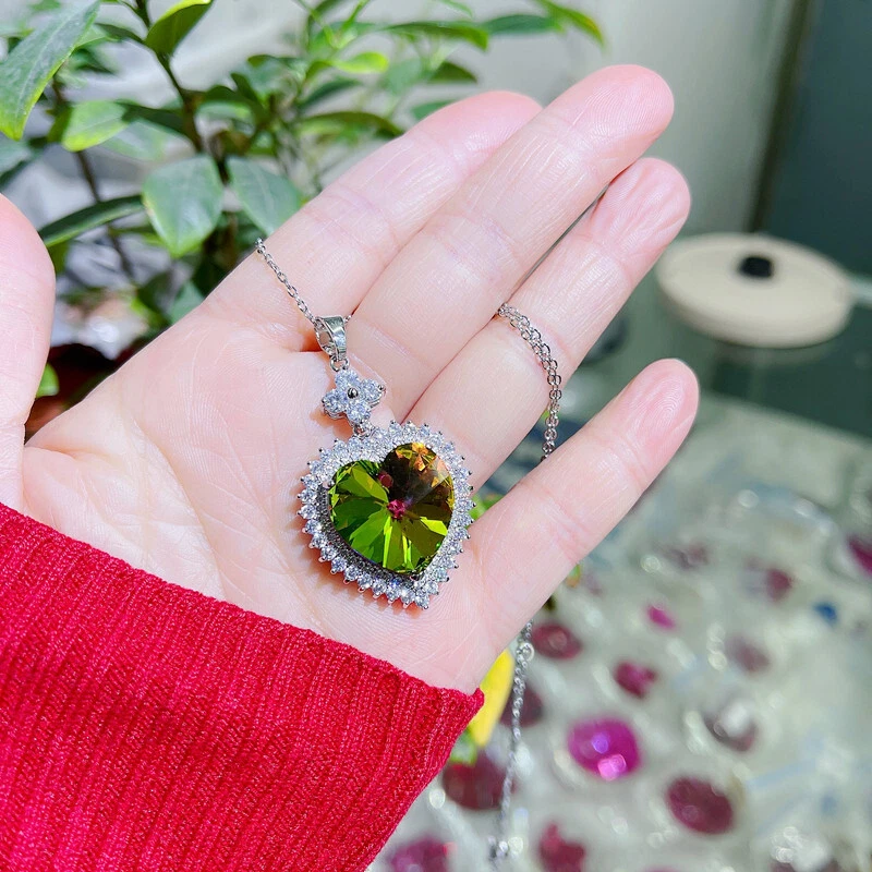 Nuevo collar colgantes de plata con gemas de cristal arco iris brillante natural para mujer Foto 3 de 4