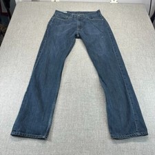 Levis 505 Jeans Mens 34x32 Blue Straight Dark Wash Denim Workwear