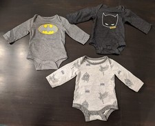 Baby boys BATMAN long-sleeved bodysuits Newborn set of 3