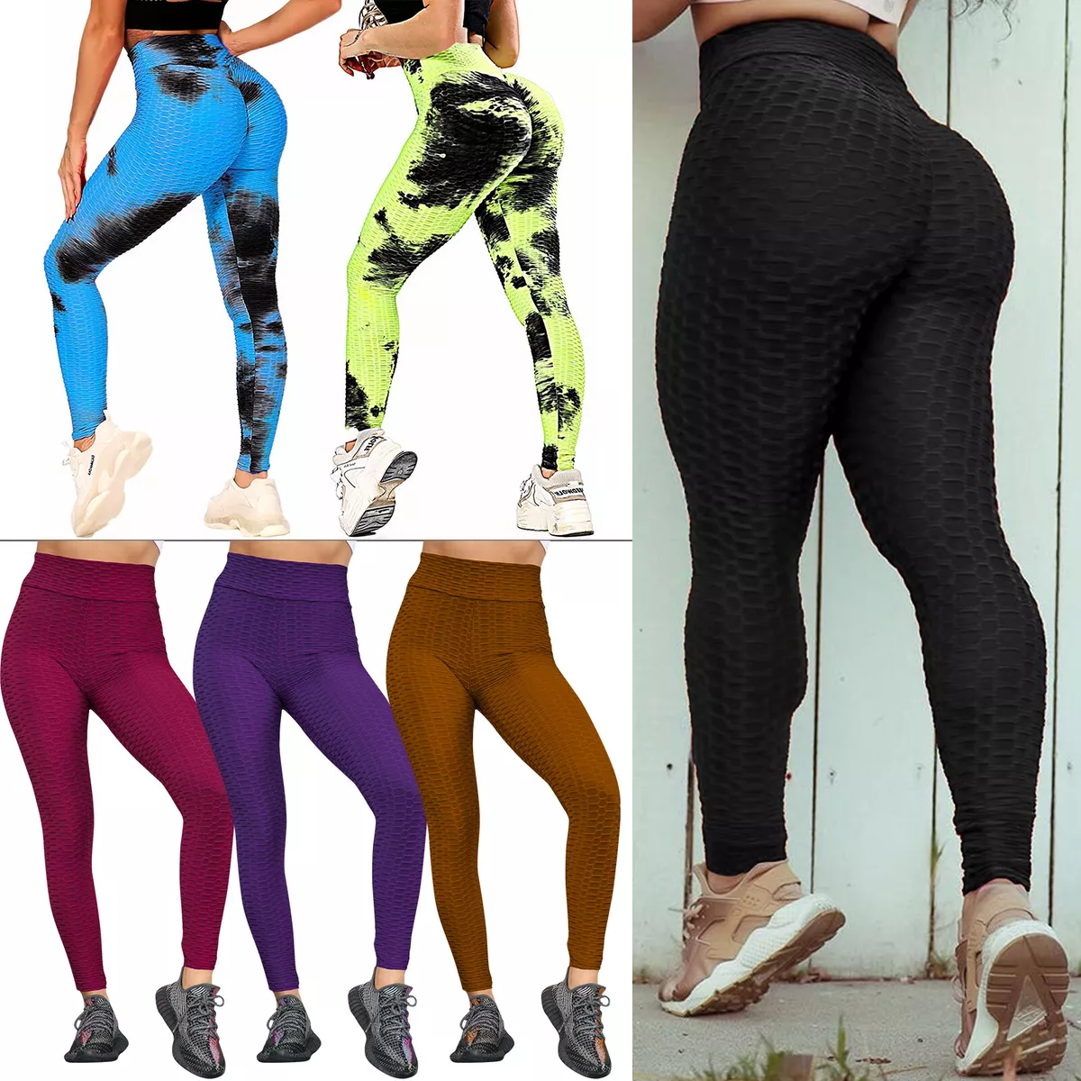 TikTok Leggings Womens Yoga Pants Anti-Cellulite Push Up Honeycomb