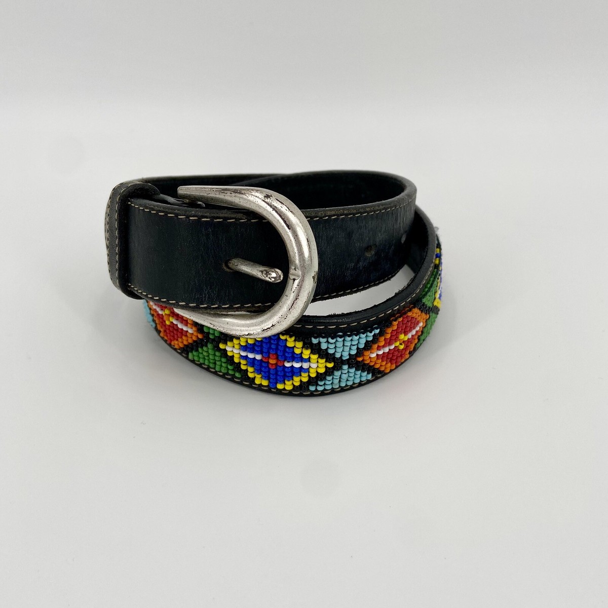 Genuine Leather 30in Boho Beaded Belt Beaded Leather Belt for Men and Women | Boho Style With  main image 2