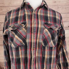 VINTAGE FIVER BROTHER SAPKO INTERNATIONAL HEAVYWEIGHT FLANNEL BUTTON UP SHIRT LT