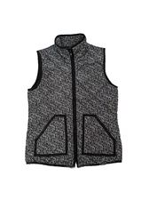 San Joy Black & White Herringbone Quilted Zip Vest Women's Size Small Winter