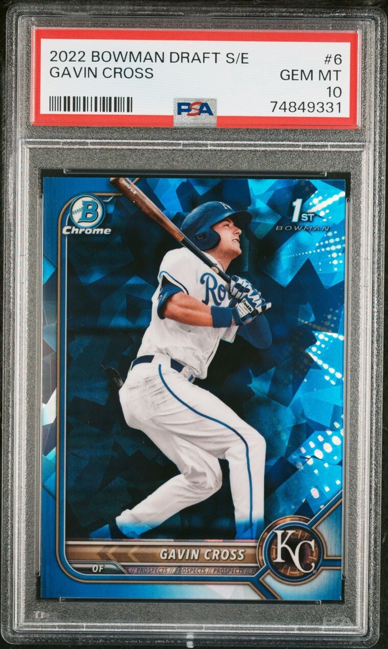 2022 Bowman Chrome 1st Sapphire GAVIN CROSS PSA 10 Gem Mint Royals
