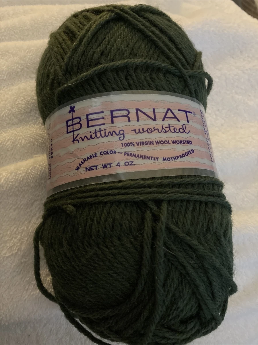 Bernat Knitting Worsted Yarn 100 Virgin Wool Washable Mothproofed Avocado Color