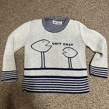 Vintage Chit Chat Girls Sweater Gray And Blue 3T-4T