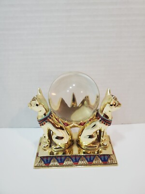 Franklin Mint Crystal Ball Of Bast Cat Goddess Figurine