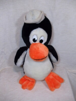 Vintage 70's Puffin Plush Stuffed Animal with Sailor Hat Fabulous 18'' Tall