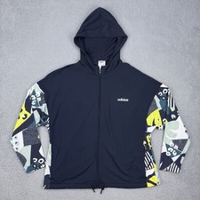 Adidas x Farm Rio Track Jacket Womens XS Blue Floral Sleeves Hoodie Full Zip