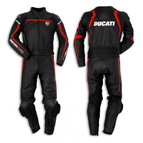 DUCATI Courses Combinaison de Moto en Cuir Hommes Moto en Cuir Veste Pantalon 52 - Afbeelding 1 van 2