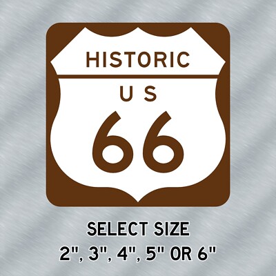 Historic US Route 66 Decal High Quality Choose from 2'', 3'', 4'', 5'' or 6'' Sizes
