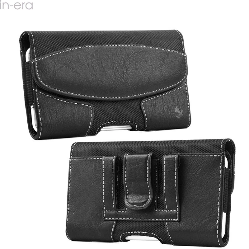 XL Universal Horizontal Leather Cell Phone Pouch Case Holder Belt Clip Holster - Image 3 of 4