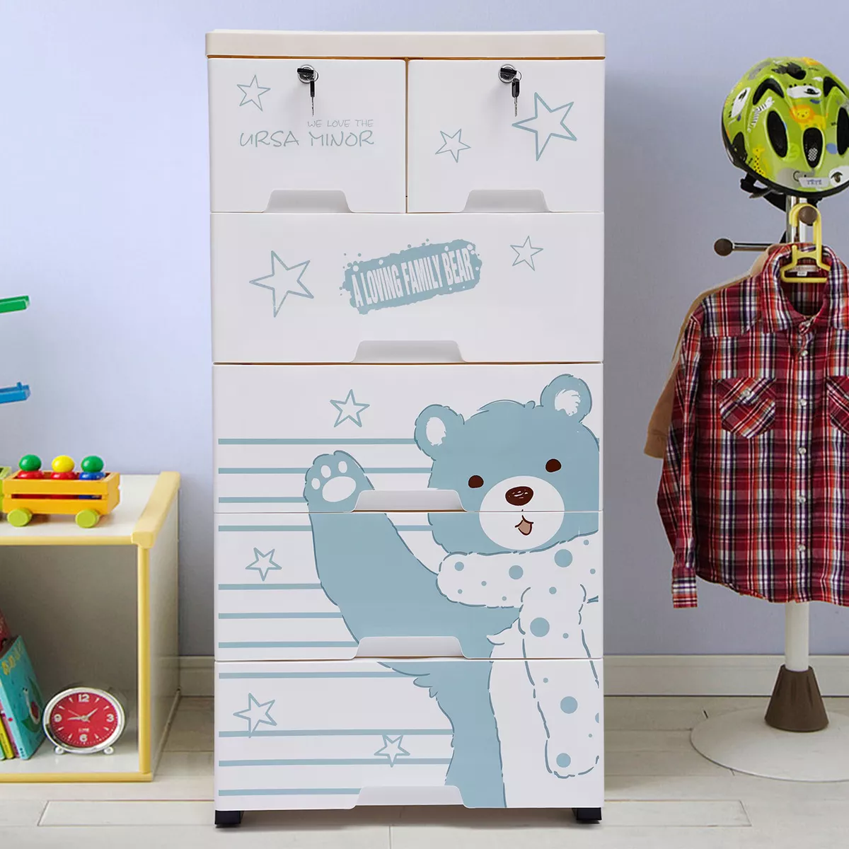Polar Bear Closet Drawers Tall Dresser Organizer for Playroom