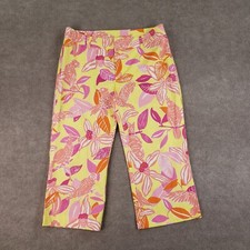 Vtg Lilly Pulitzer Capri Pants Womens Size 8 Pink Yellow Pacific Wing Parrot