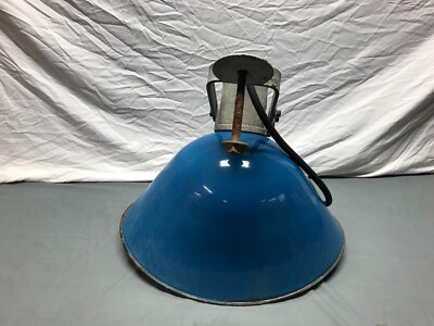 VTG Metal Industrial Cobalt Blue Porcelain Elliptalux Light