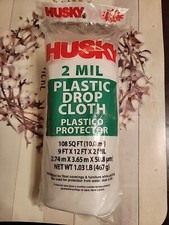 Husky DCHK-2 Drop Cloths 9x12 2 Mil 145-2424 108 Sq Ft Floor Protection Plastic