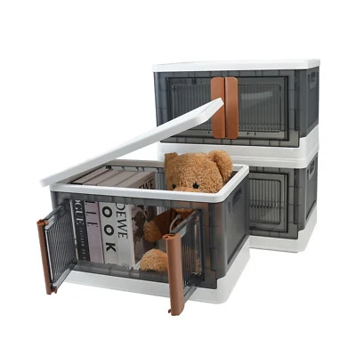 AJP DISTRIBUTORS 3 Pack 8.5 GAL Stackable Storage Bins Closet Organizer Collapsible Box Container